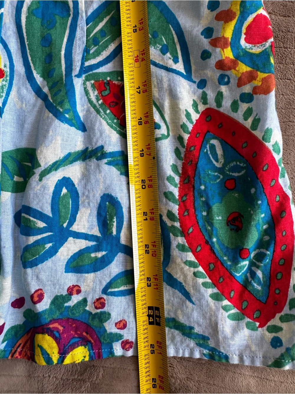 Hester & Orchard Anthropologie Womens L Blue Floral Paisley Linen Blend Blouse - Picture 7 of 8